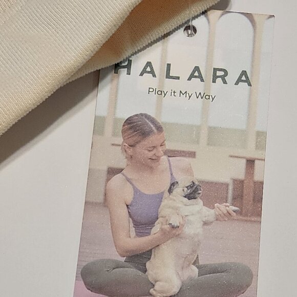 Halara sz M women Dropped Shoulder Drawstring Cropped Hoodie Sweatshirt Cream - Picture 10 of 10